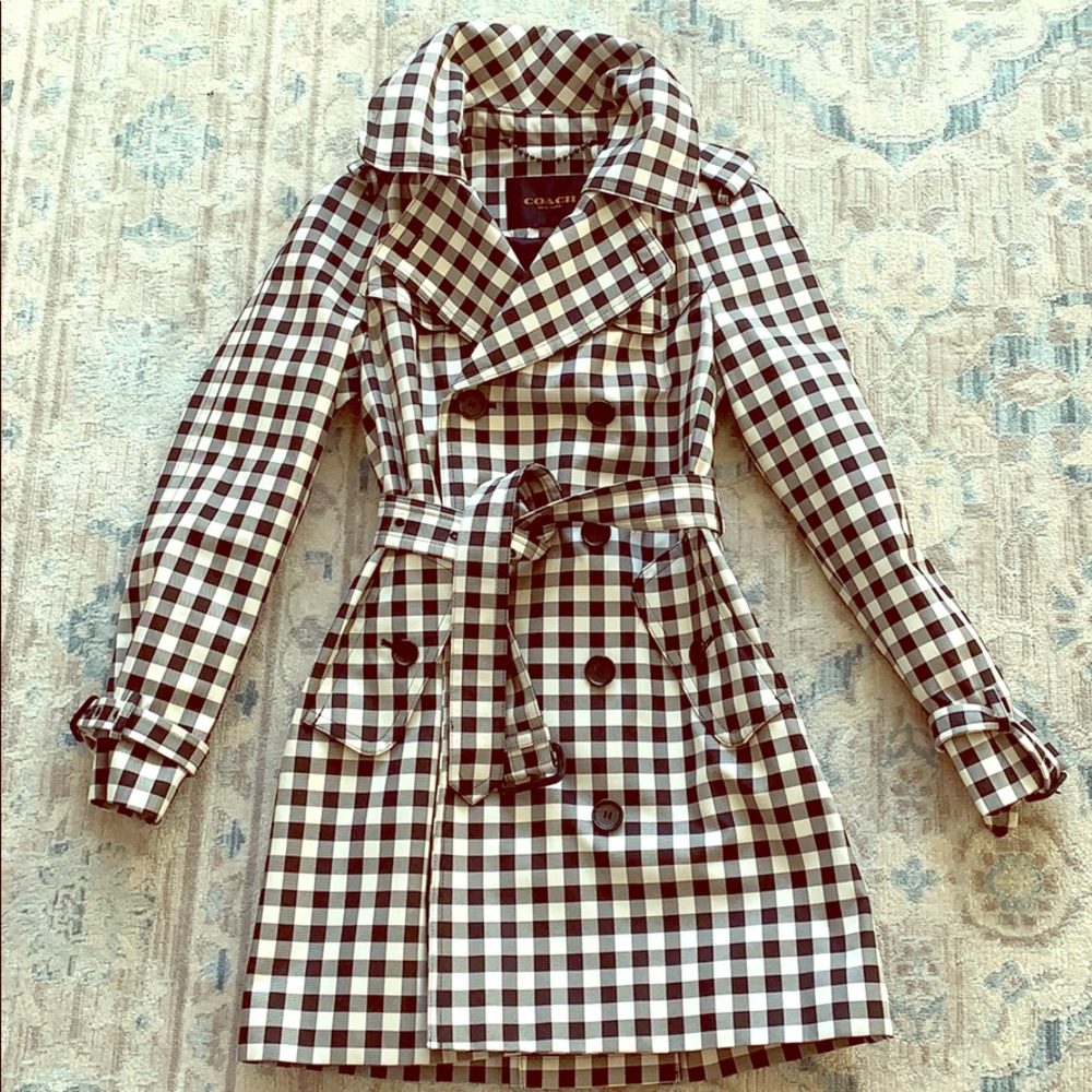 Coach gingham trench coat size 2